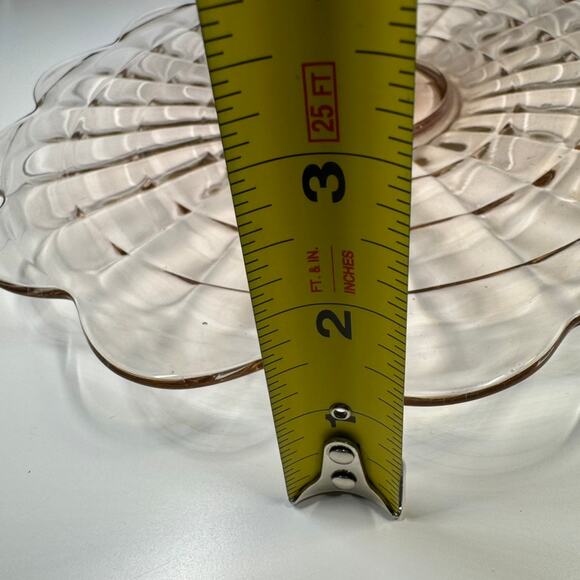 Vintage Pink Depression Glass Handled Tray 11" Scalloped Ribbed Platter - Picture 13 of 13
